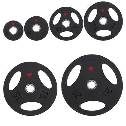 Set 105kg Disques Gomme Triple Prise 50mm Pro Fitness Tech