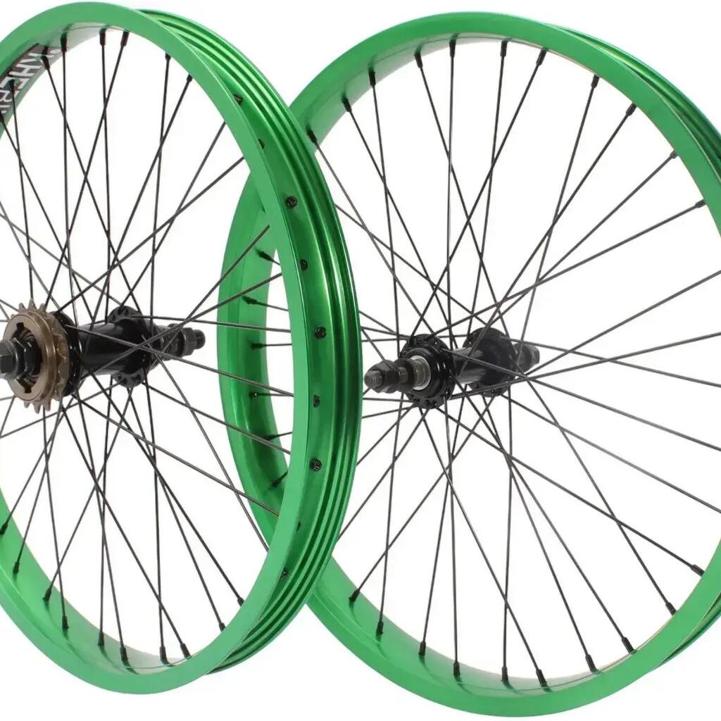 KHE PRISM 20-inch green BMX wheelset