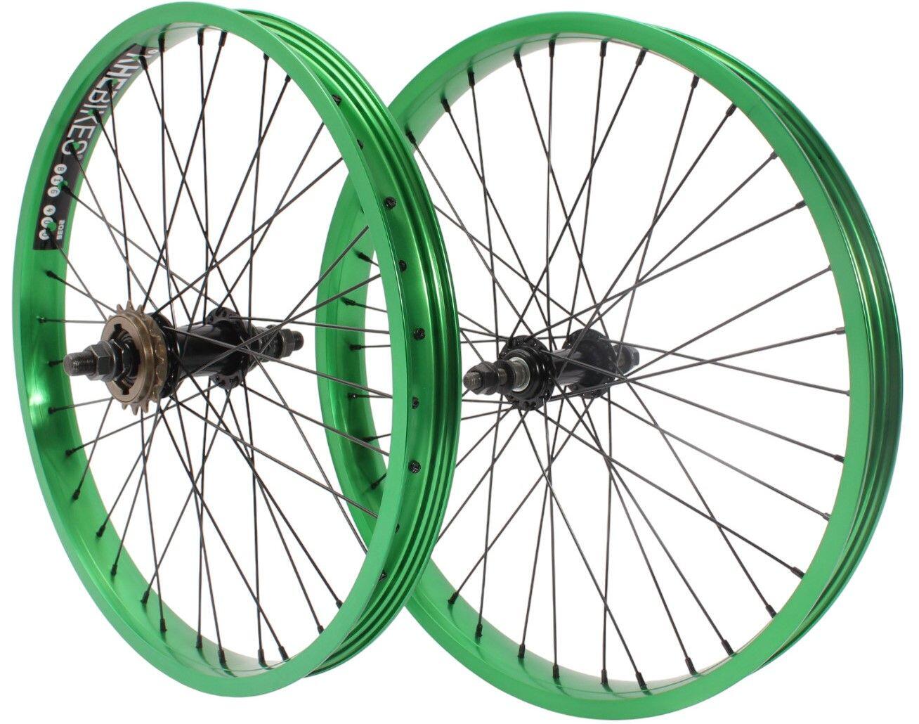Bmx conjunto de rodas khe prism 20 polegadas verde