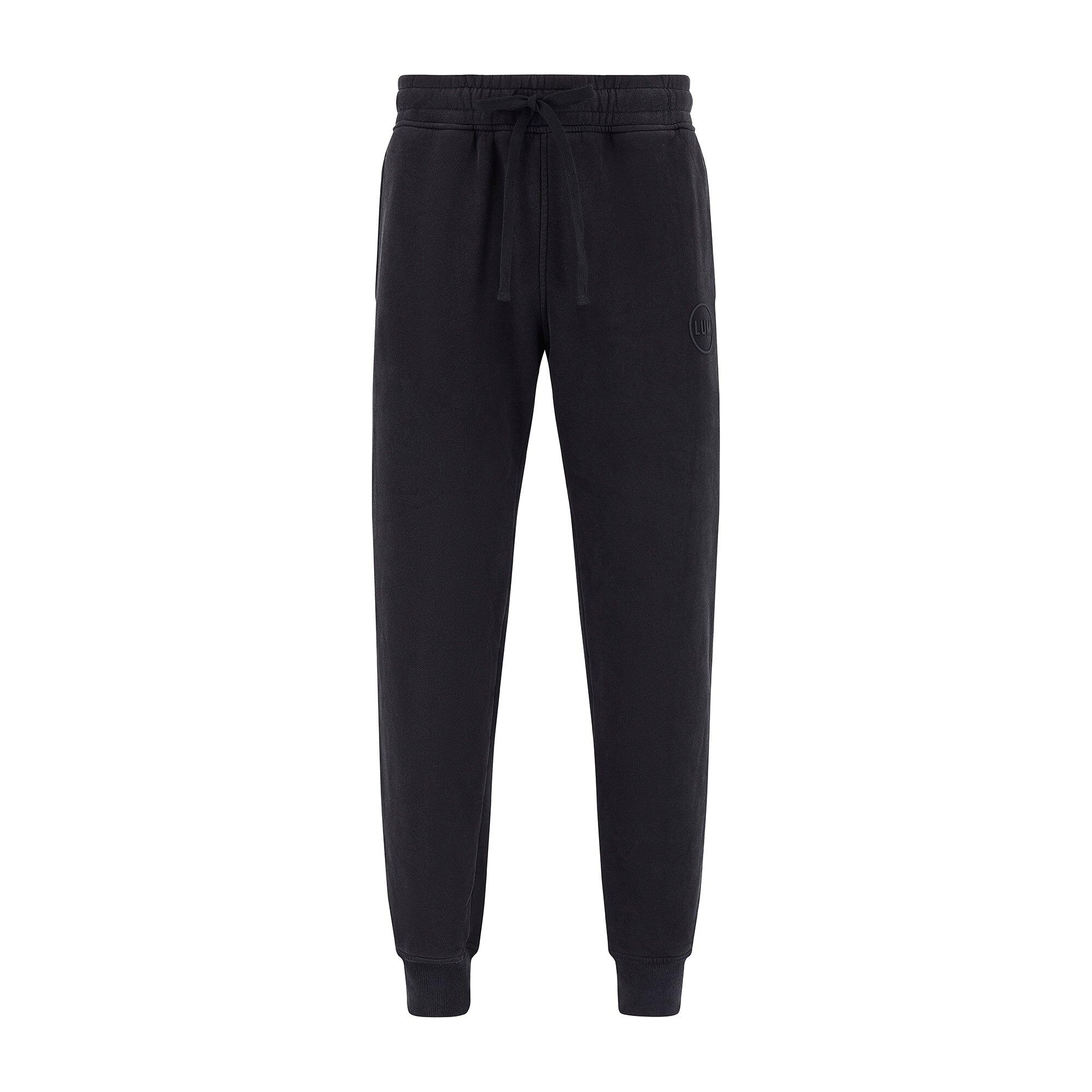 LUMI Men's LUX Premium Black Wash Joggers - Heavyweight Cotton Blend Sweatpants
