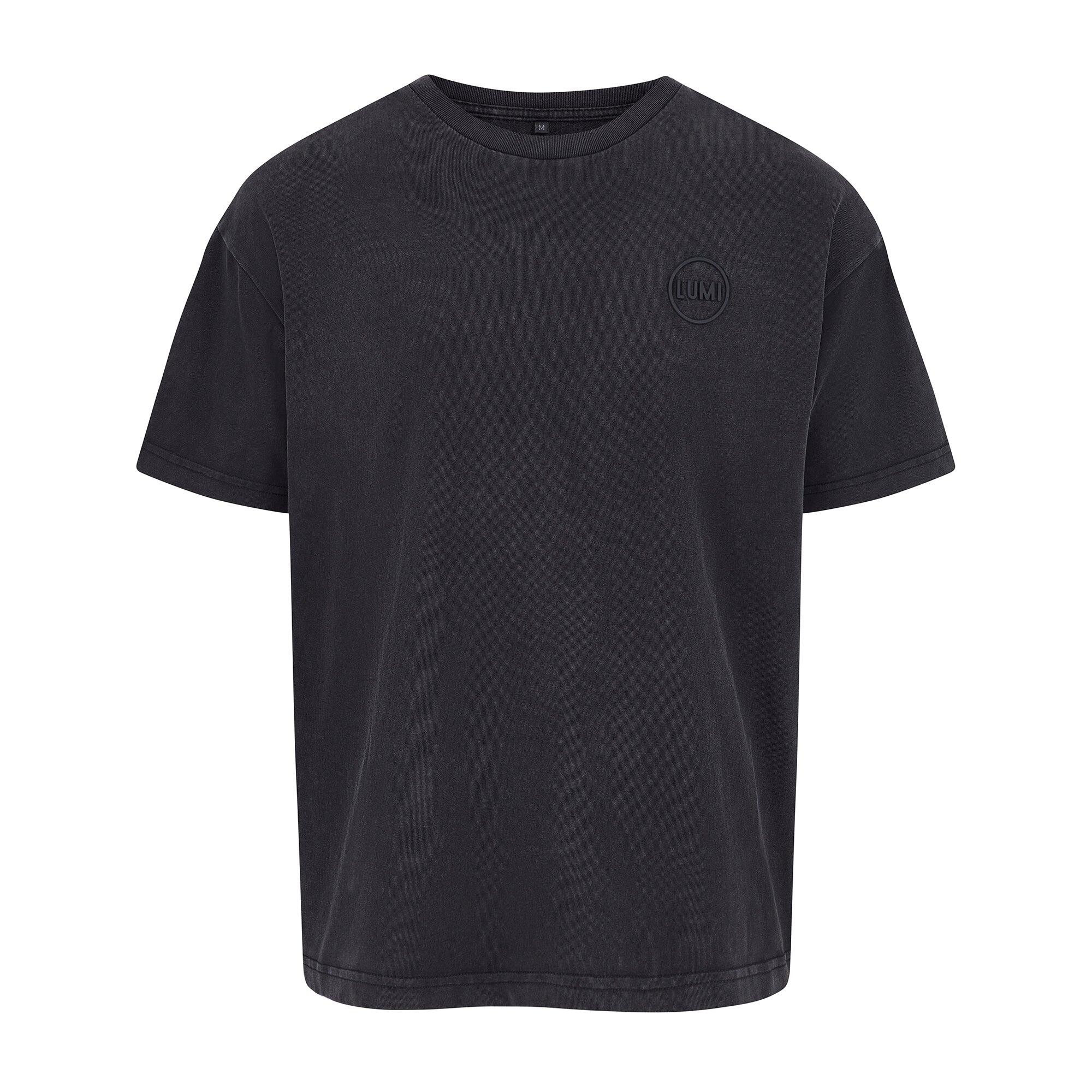 LUMI Men's Premium Black Wash Oversized T-Shirt - 230gsm 100% Cotton Relaxed Fit