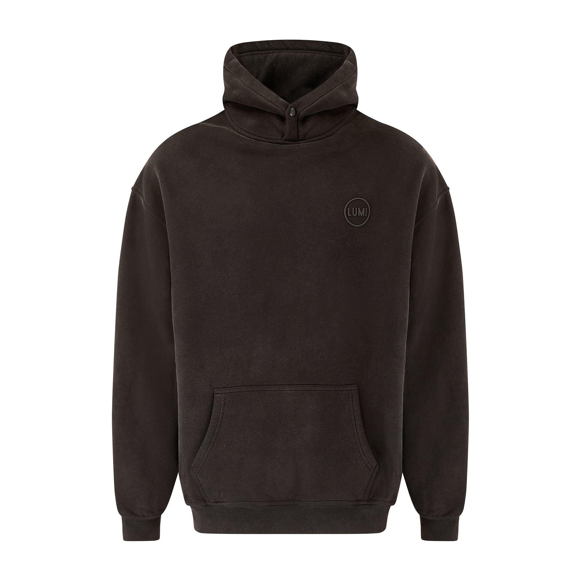 Unisex Premium Black Wash Hoodie - 330gsm Cotton Blend Oversized Fit 3/4