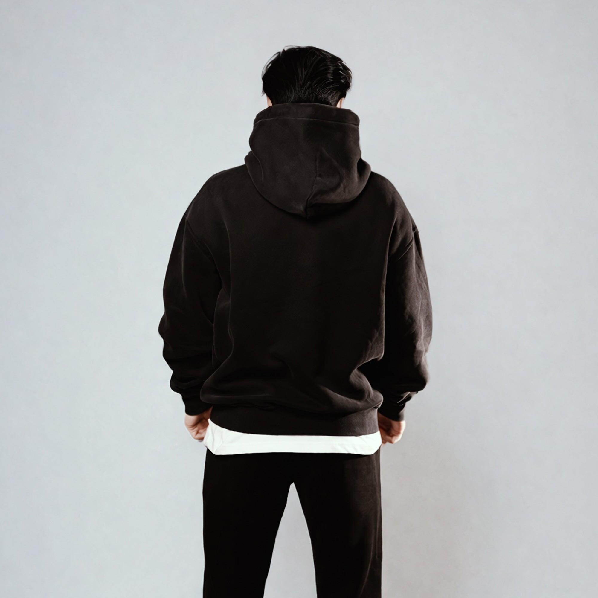 Unisex Premium Black Wash Hoodie - 330gsm Cotton Blend Oversized Fit 2/4