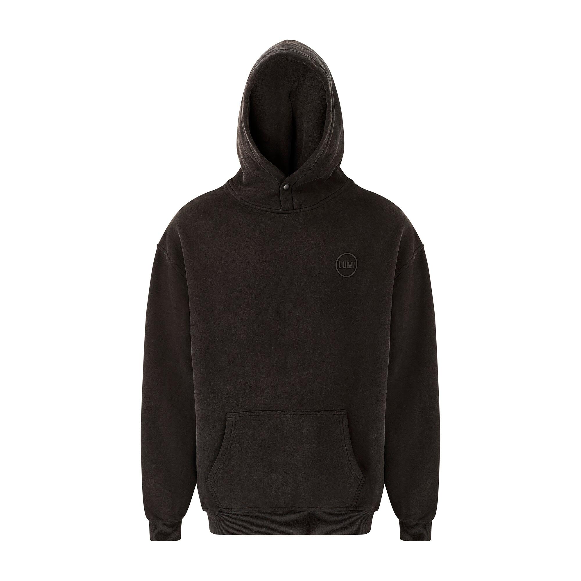 LUMI Unisex Premium Black Wash Hoodie - 330gsm Cotton Blend Oversized Fit