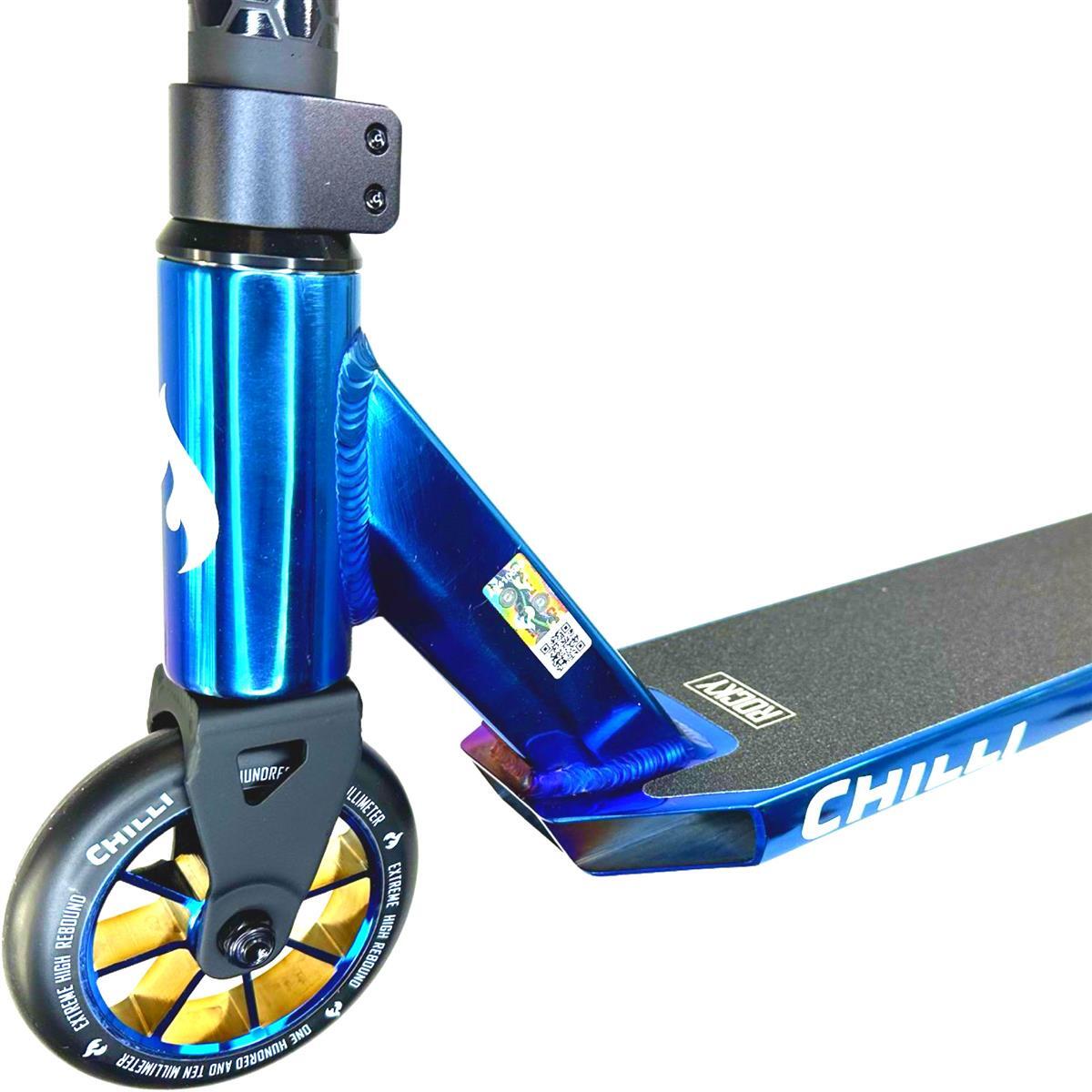 Chilli Pro Rocky Vol.3 Stunt-Scooter H=82cm Schwarz/Blauchrome  + Griptape 3/7