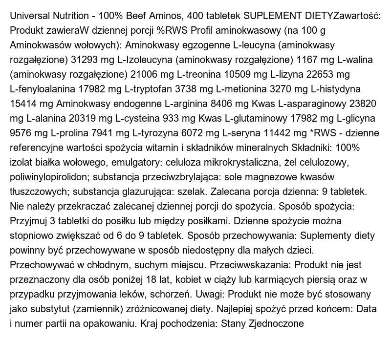 UNIVERSAL Beef Amino - 400 tab. 2/2