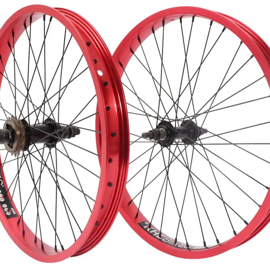 KHE PRISM 20-inch red BMX wheel set