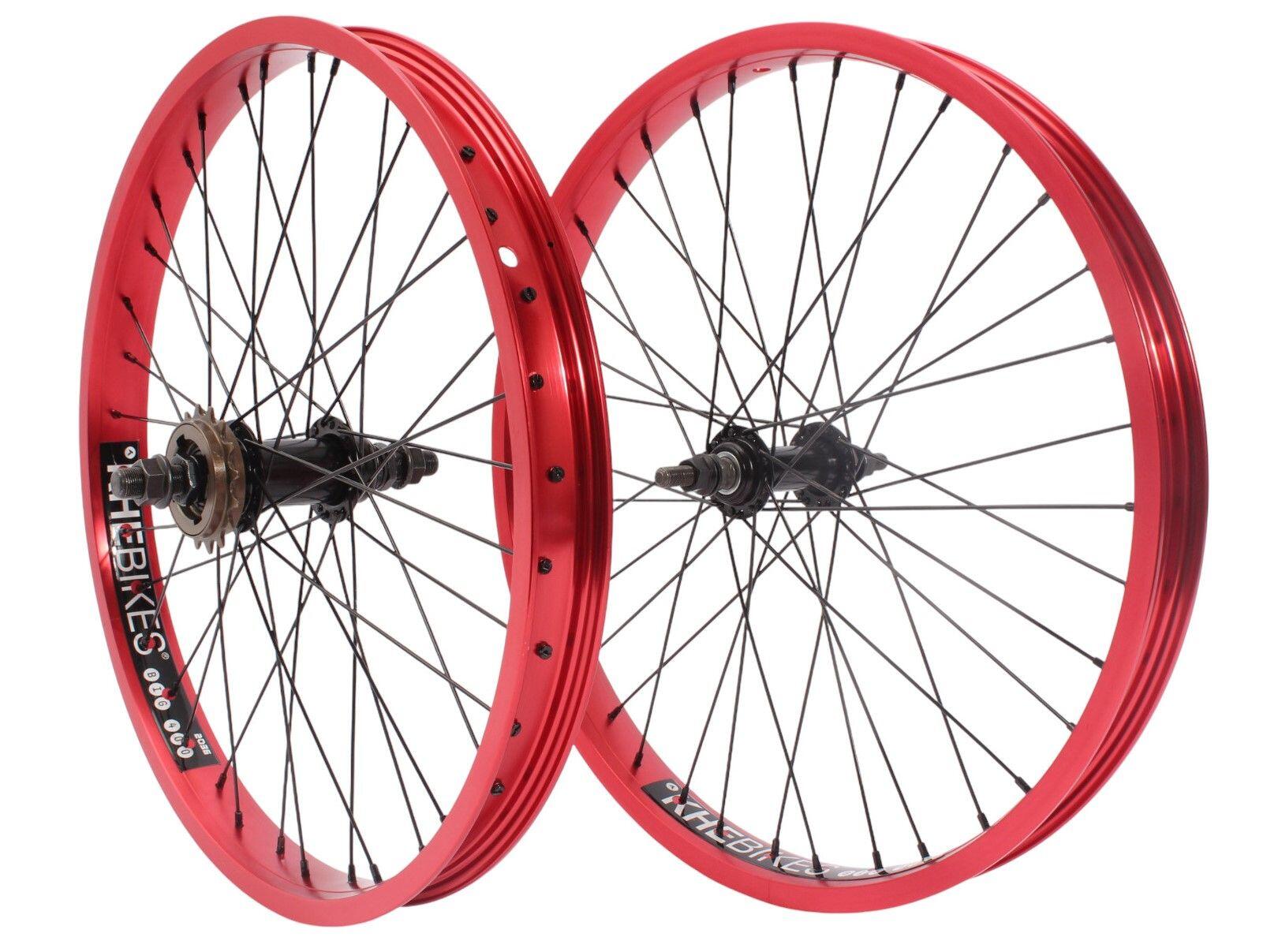 Bmx conjunto de rodas khe prism 20 polegadas vermelho
