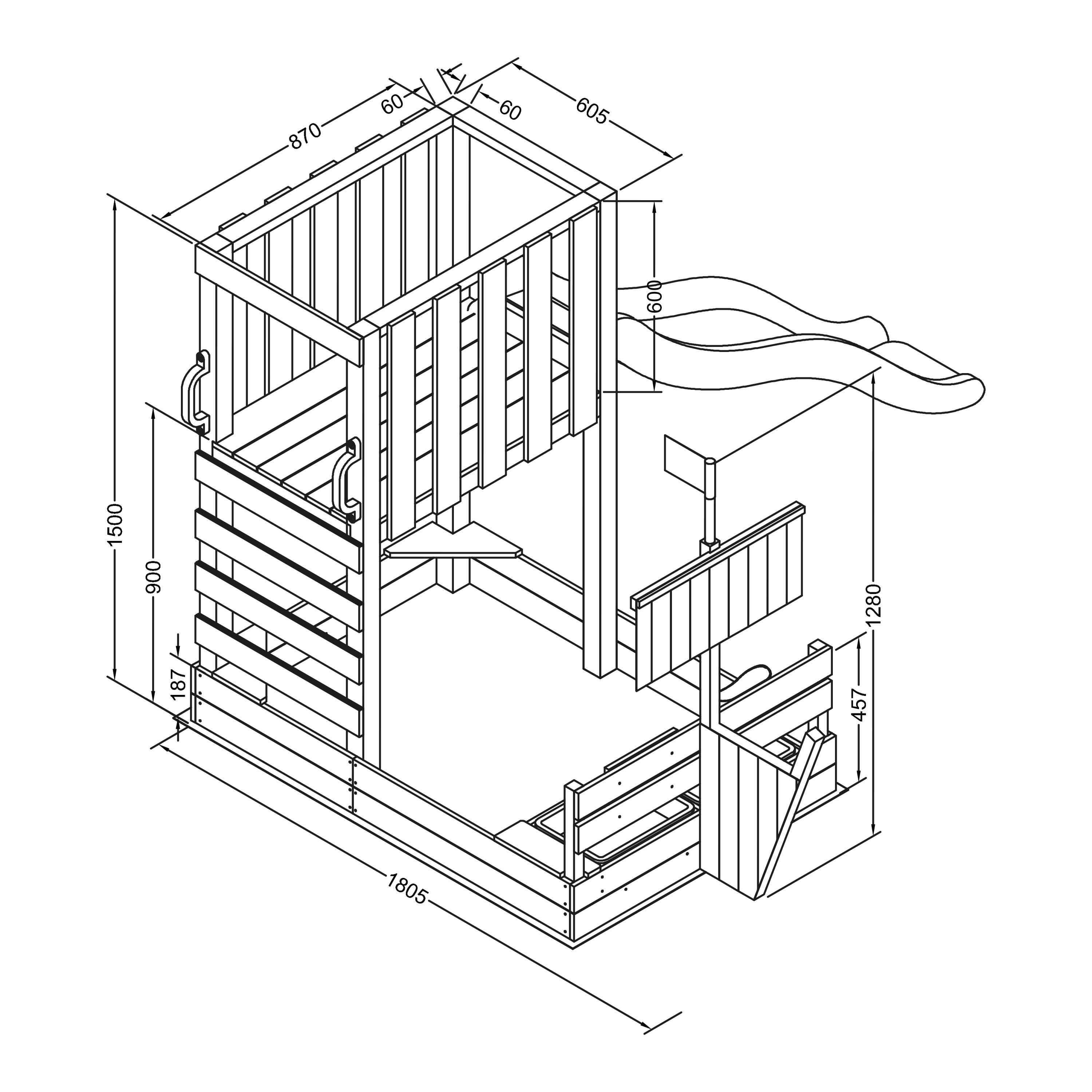 Vicky Speeltoren met Zandbak, Speelkeuken, Glijbaan Grijs, FSC-Hout 5/7