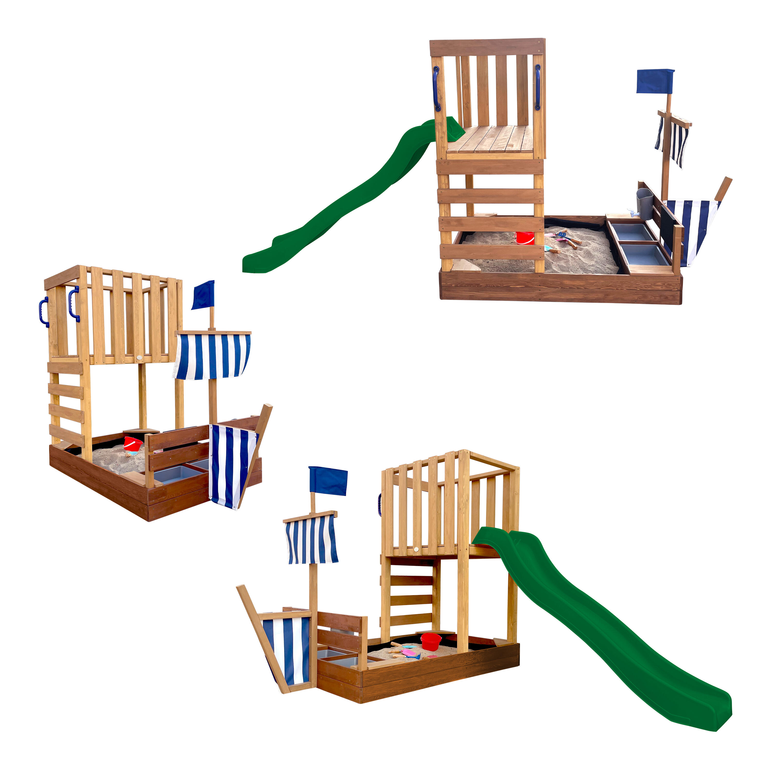 Parque Infantil con arenero, cocina de juguete y pizarra, Vicky, verde 2/7