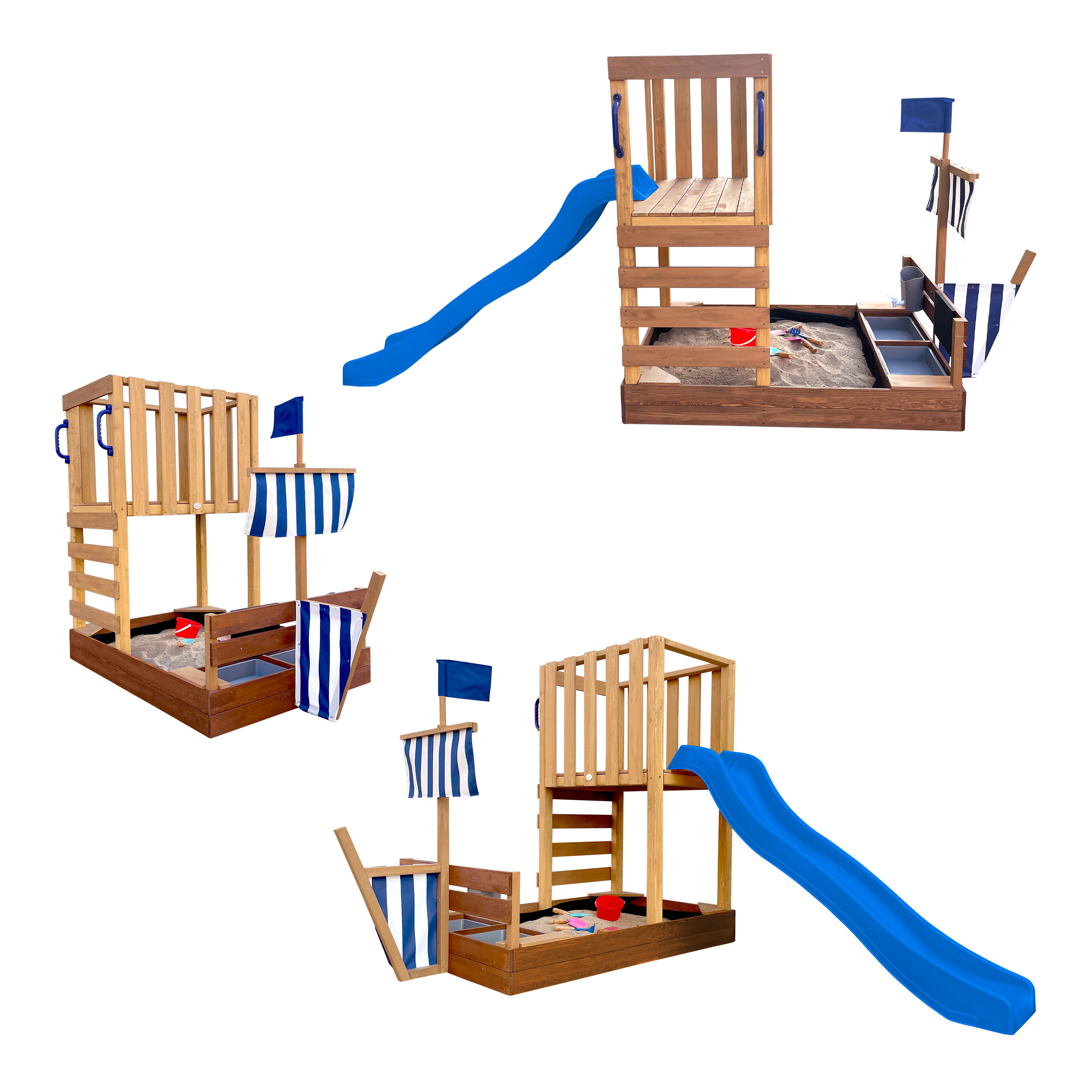 Parque Infantil con arenero, cocina de juguete y pizarra, Vicky, azul 2/7