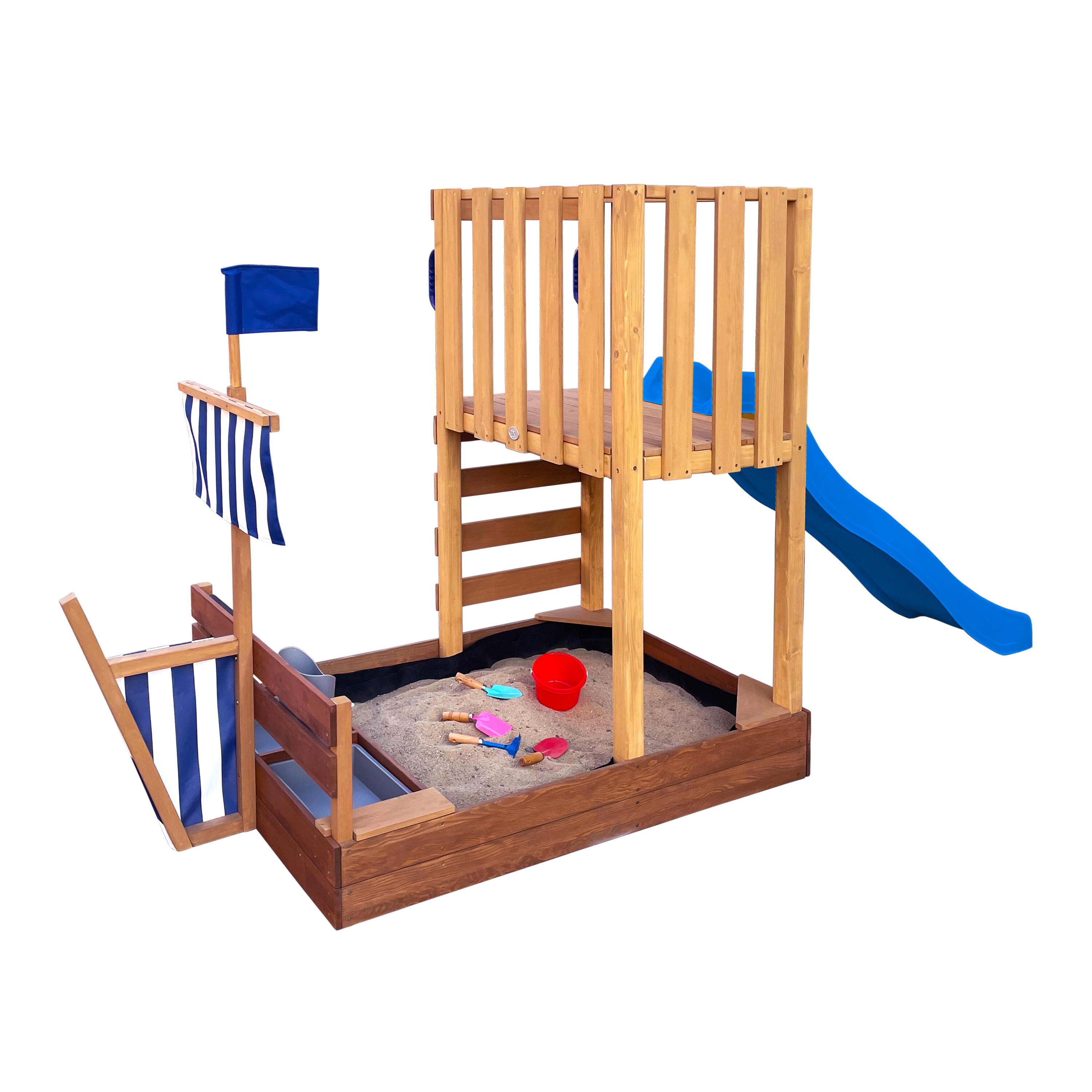 Parque Infantil con arenero, cocina de juguete y pizarra, Vicky, azul 7/7