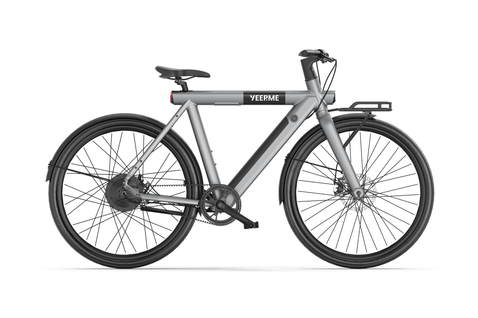 YEEP.ME Elektrische fiets DAY SPORT FC Grijs 28'' 80km 460Wh Riem, voordrager