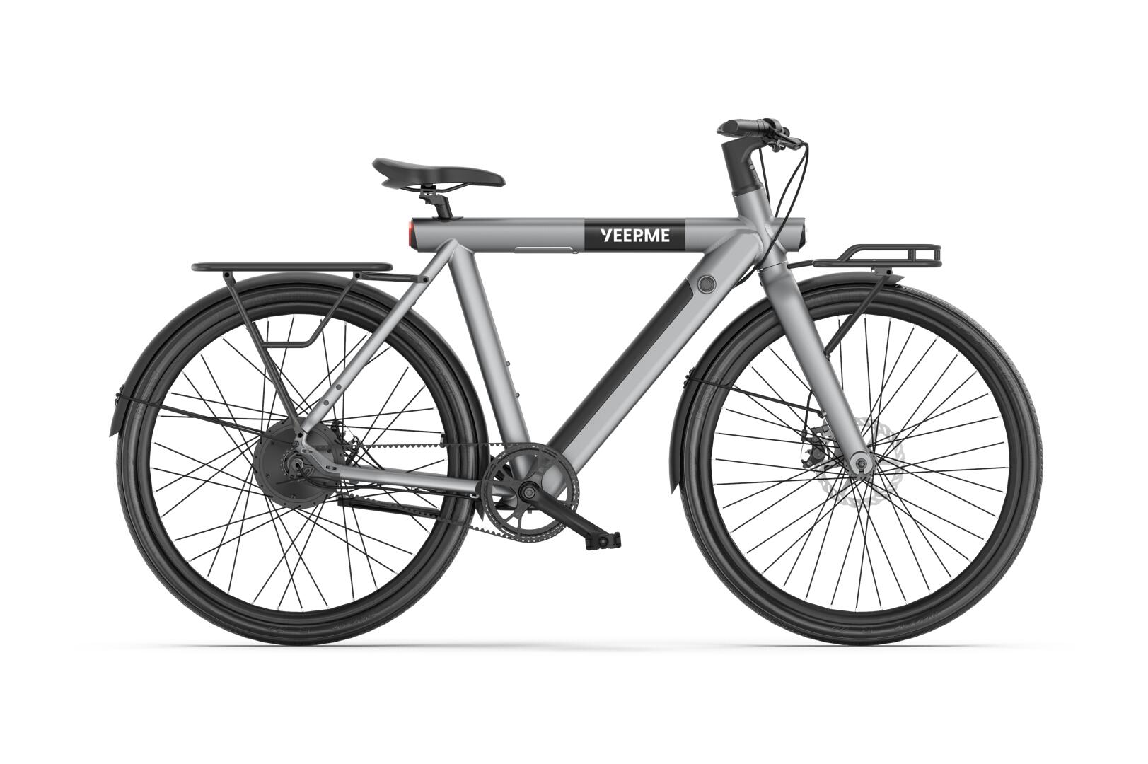 YEEP.ME Elektrische fiets DAY SPORT Cargo Grijs 28'' 80km 460Wh Riem, bagagedrager V+A