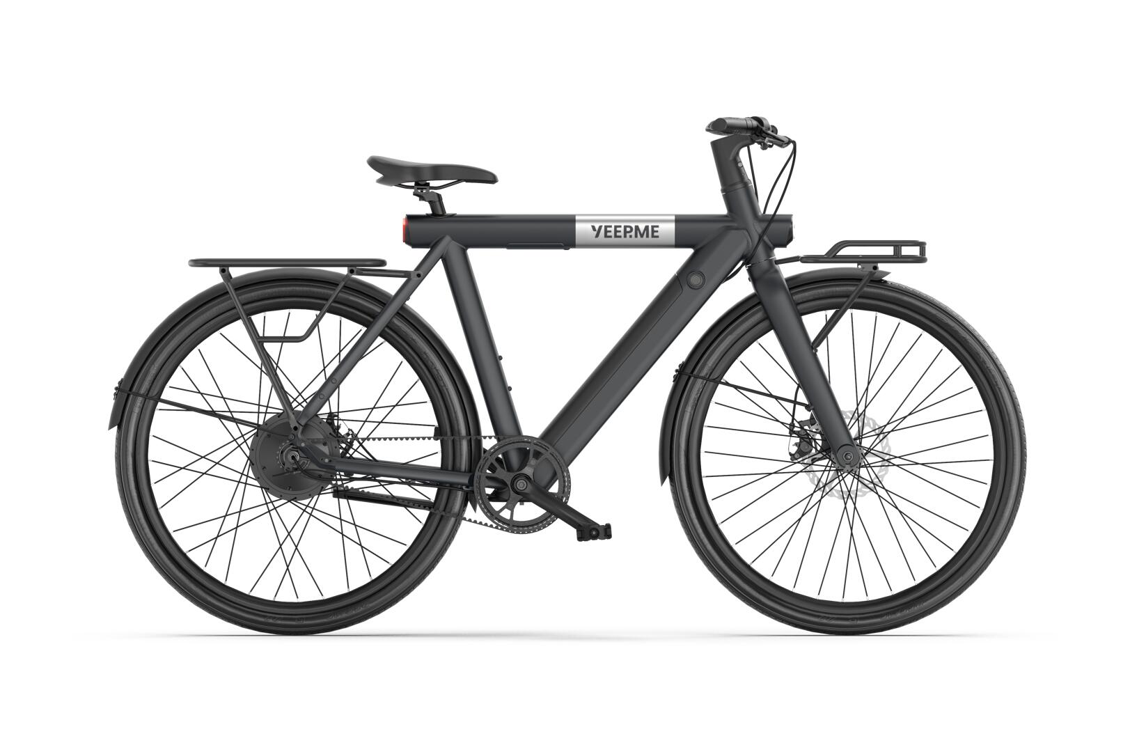 YEEP.ME Elektrische fiets DAY SPORT Cargo Zwart 28'' 80km 460Wh Riem, bagagedrager V+A