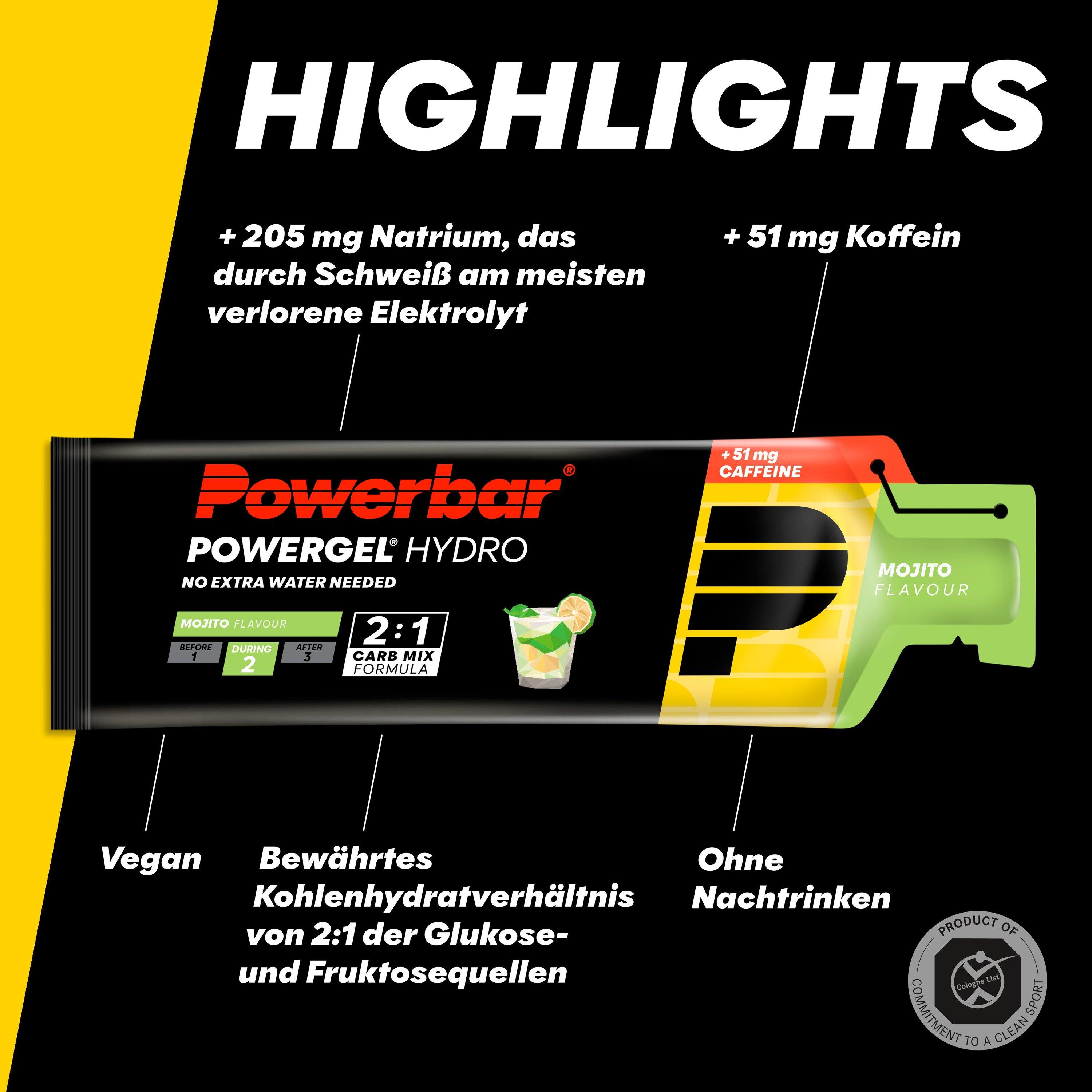 Gel PowerBar PowerGel Hydro 24x67ml Mojito Caffeine 4/6