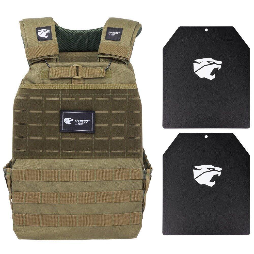 Gilet Lesté Musculation avec Plaques 8kg Fitness Tech Vert 3/8