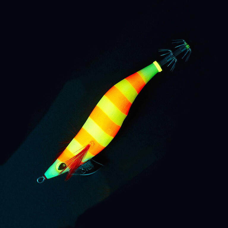 Turlutte Sakura Stingray Soft 3.0 9,5 cm 16,2 g Glow Zebra White/Orange 2/2
