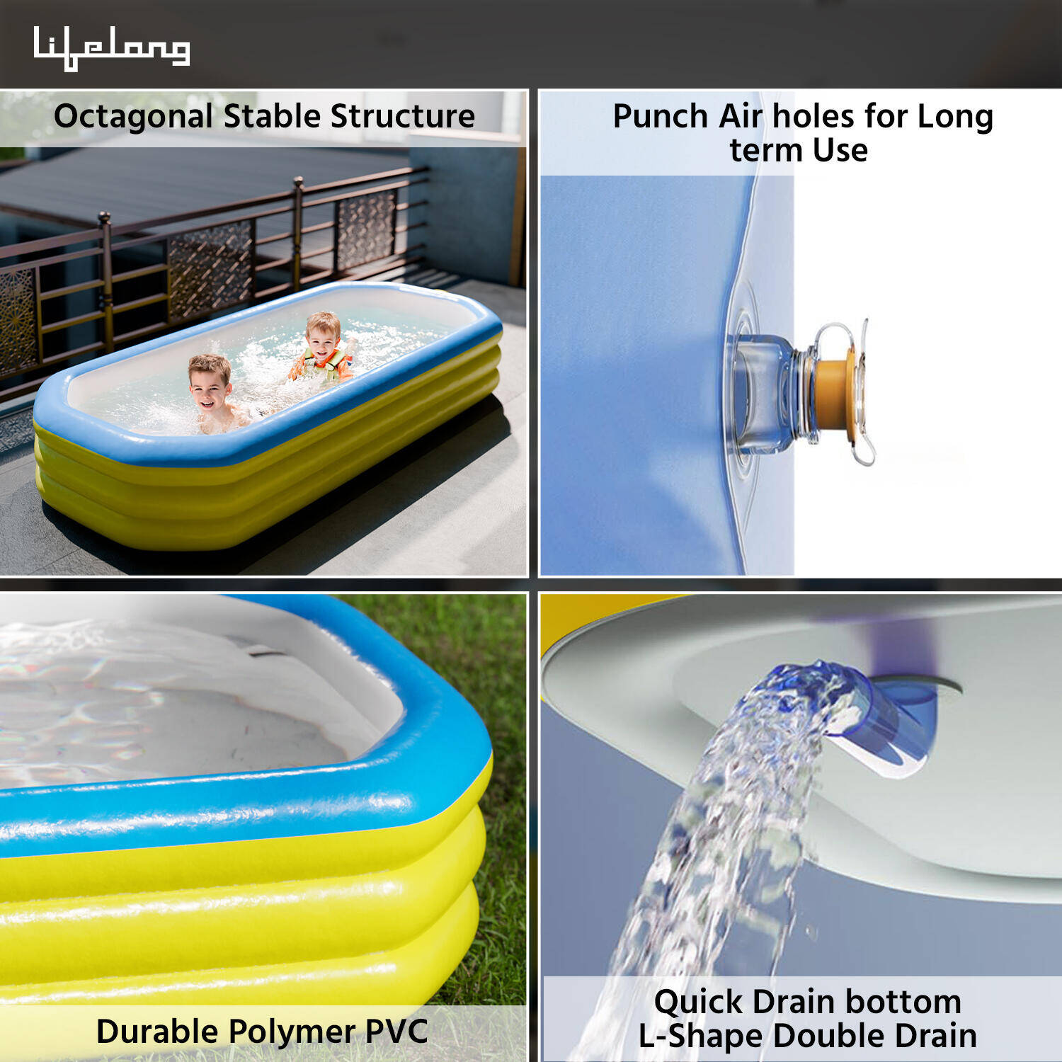 Lifelong Inflatable Swimming Pool 7 feet for adults and children -  3