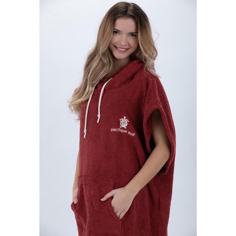 Poncho Bordeaux Surf - Mărime medie - Bumbac - Fără mâneci