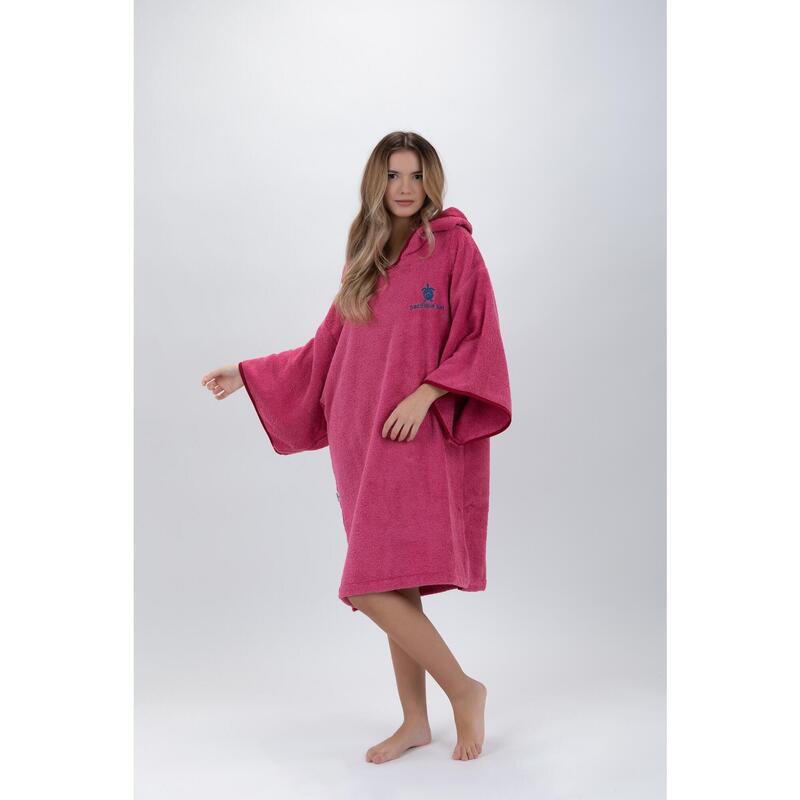 Poncho roz Surf - Mărime universală - Bumbac - cu mâneci