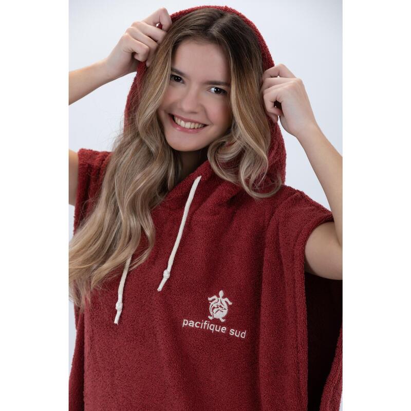 Poncho Bordeaux Surf - Mărime medie - Bumbac - Fără mâneci