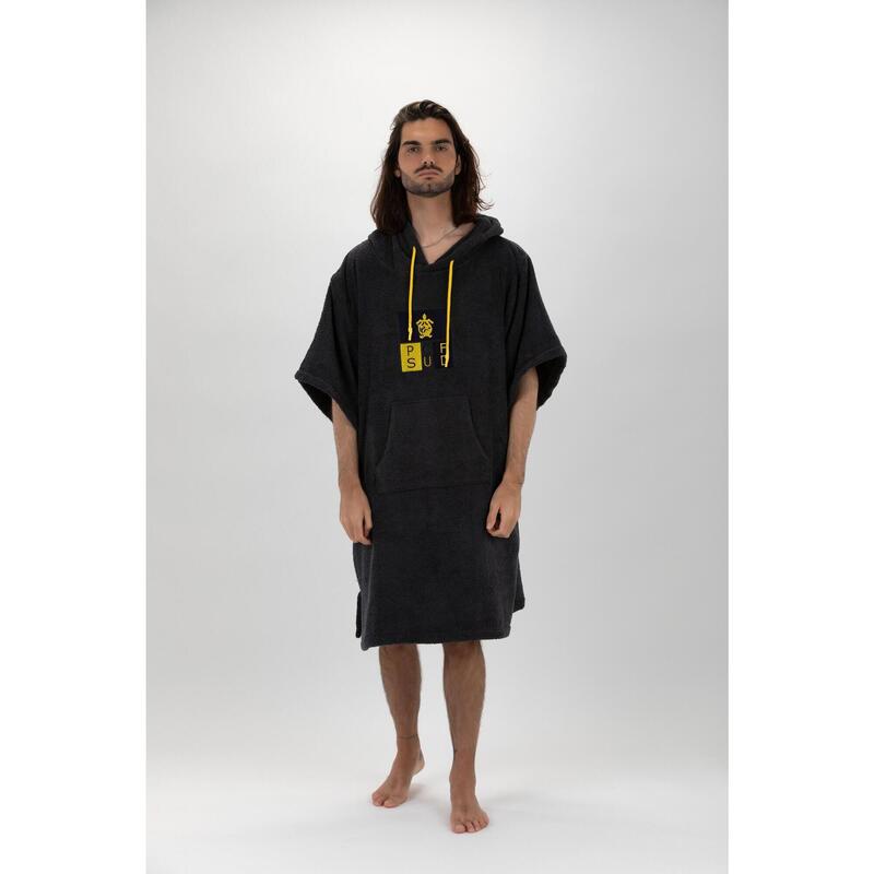 Poncho Surf Gri Închis - Mărime Unică - Bumbac - cu mâneci