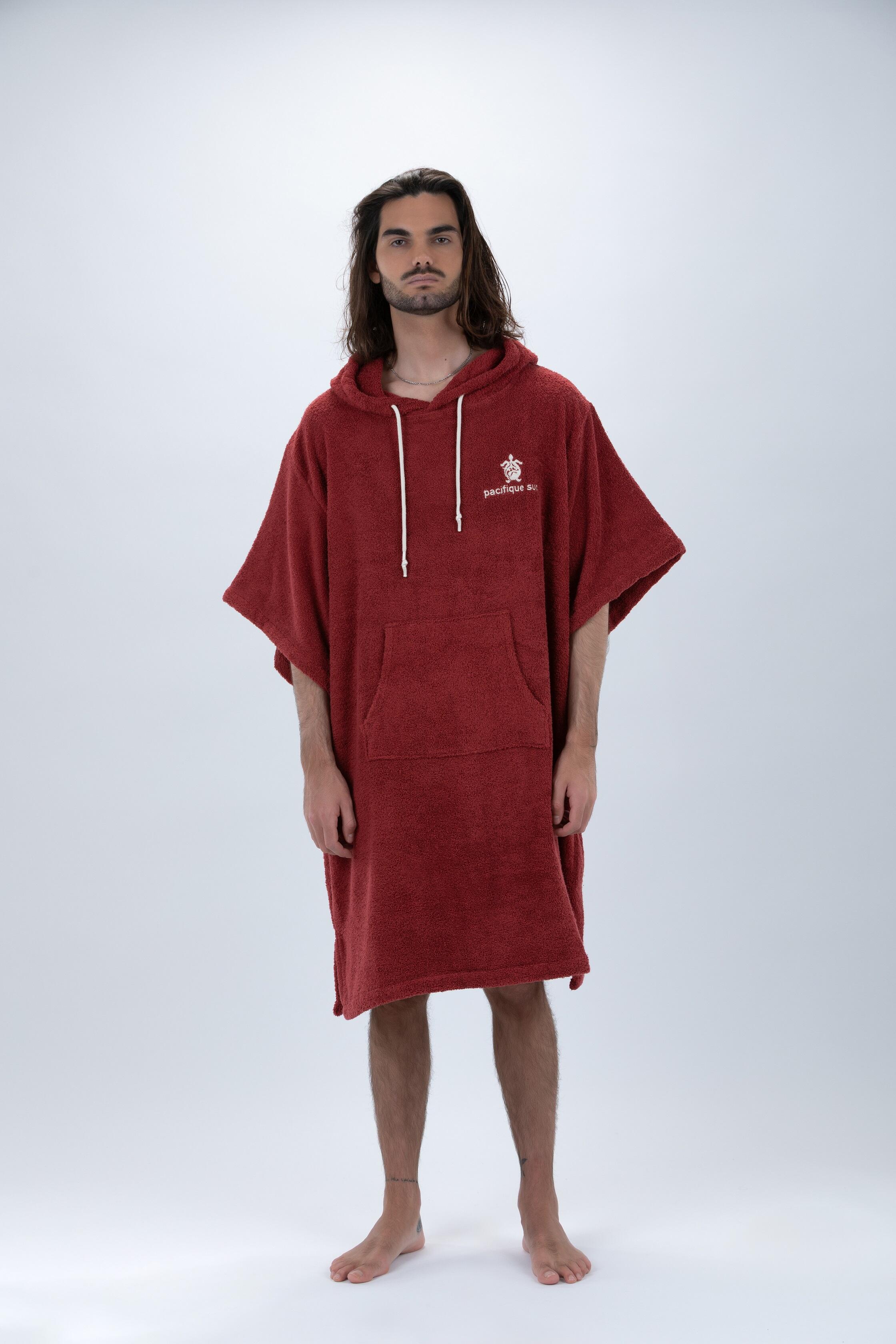 Pacifique sud | poncho surf | bordô | com mangas | 100% algodão