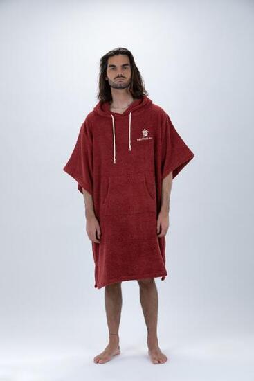 Pacifique Sud | Poncho Surf | Bordeaux | 100% Coton | Unisexe | Avec Manches