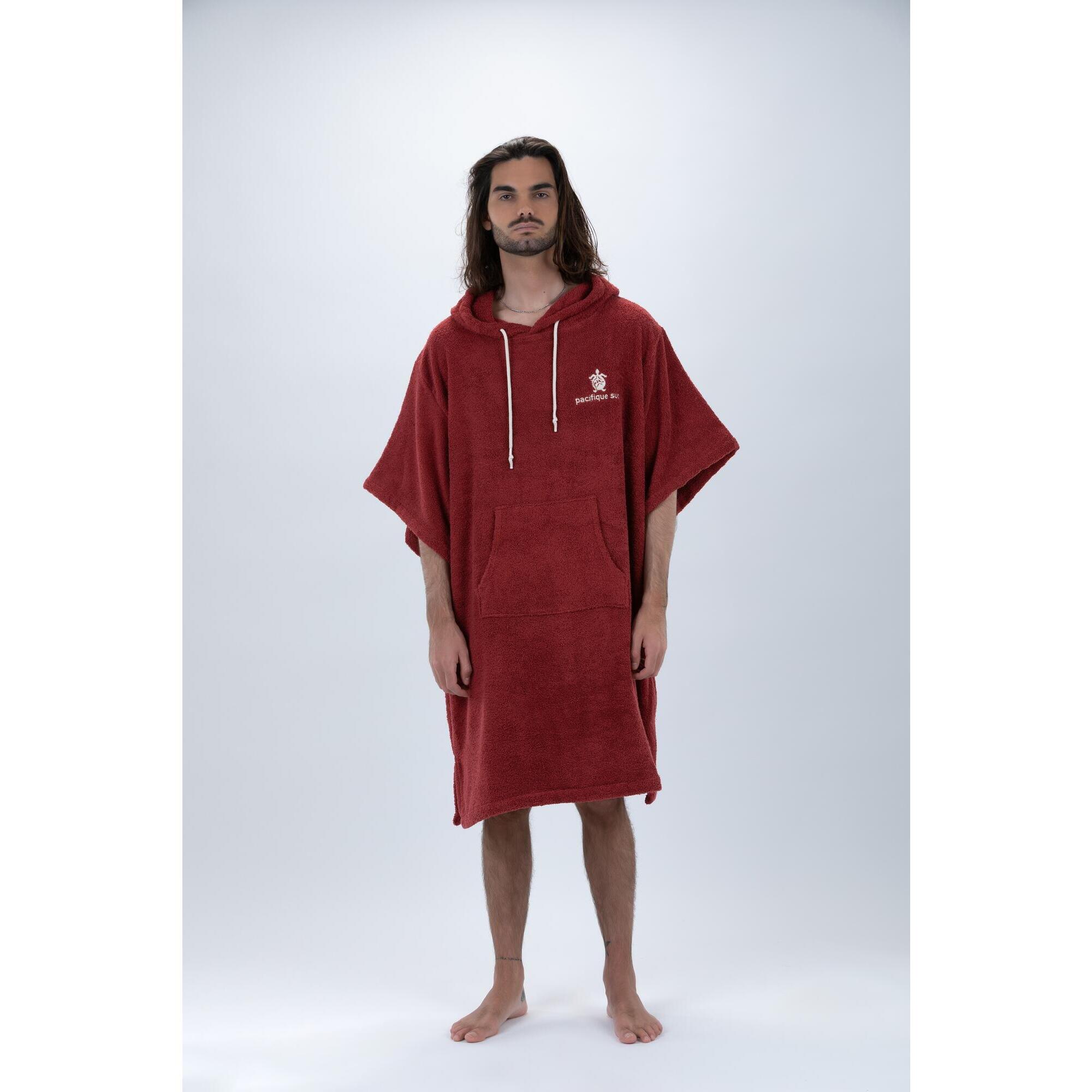 Pacifique Sud | Poncho Surf | Bordô | Com Mangas | 100% Algodão