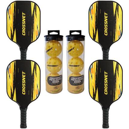 Crossnet - Ensemble Pickleball - Ensemble de 4 - Pagaie pro d'élite - Raquette