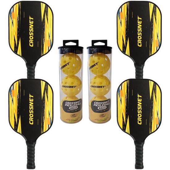 Crossnet - Ensemble Pickleball - Ensemble de 4 - Pagaie pro d'élite - Raquette