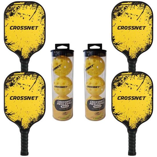 Crossnet - Ensemble de Pickleball - Ensemble de 4 - Pagaie d'élite - Raquette