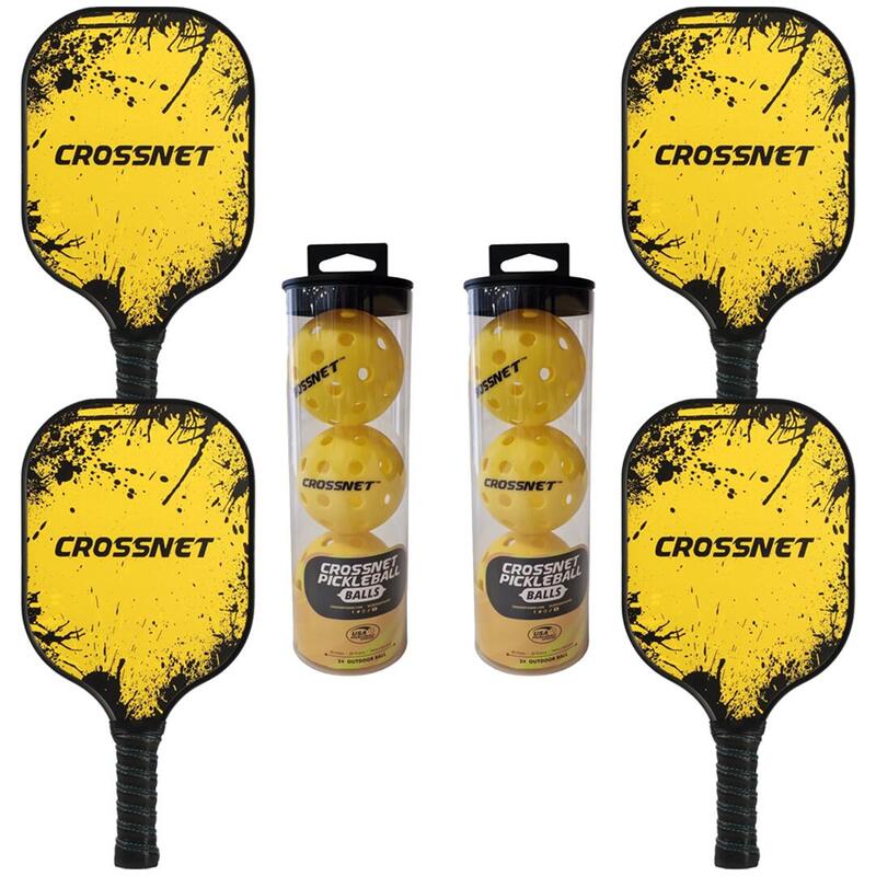 Crossnet - Ensemble de Pickleball - Ensemble de 4 - Pagaie d'élite - Raquette