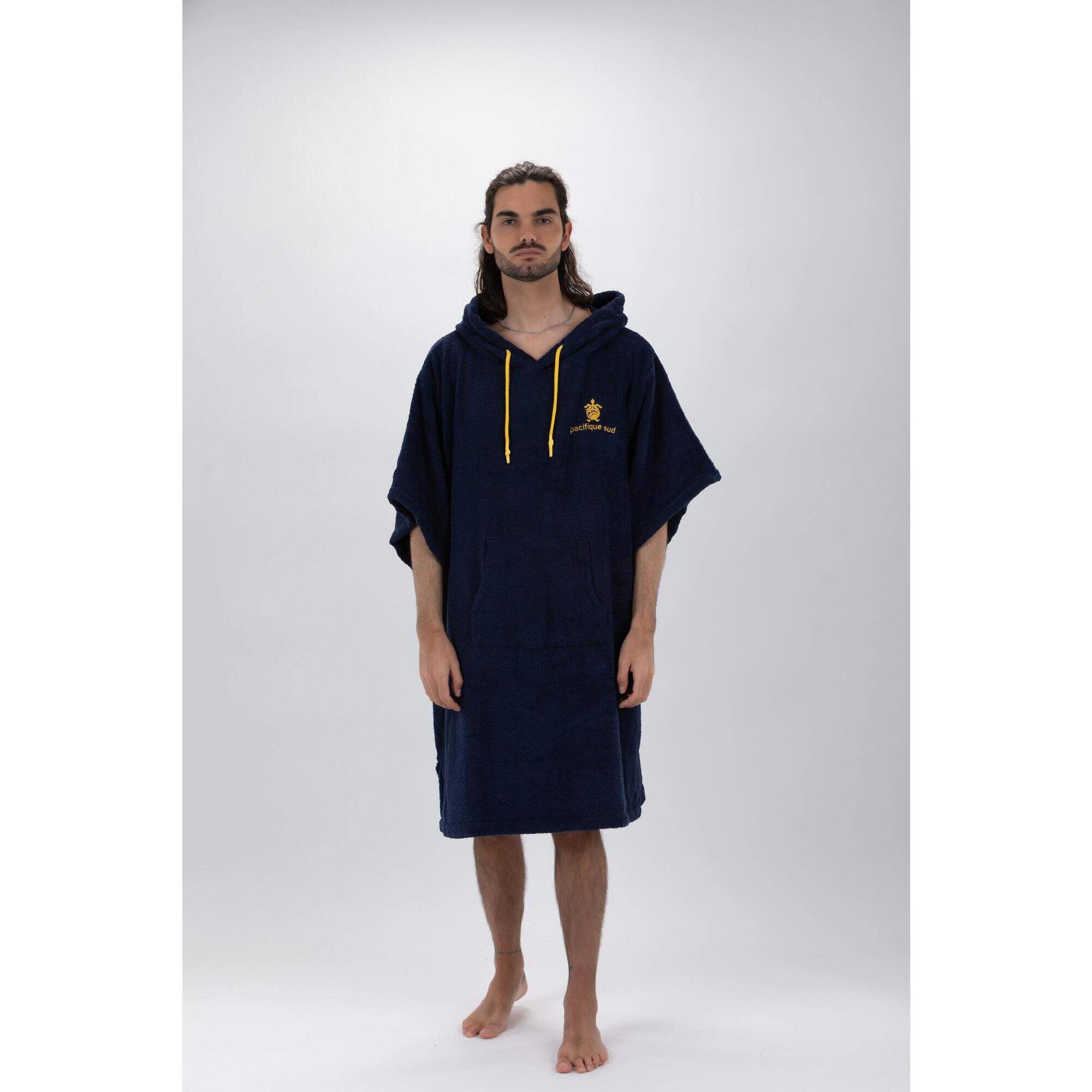 Pacifique Sud | Poncho Surf | Azul Marinho | Com Mangas | 100% Algodão