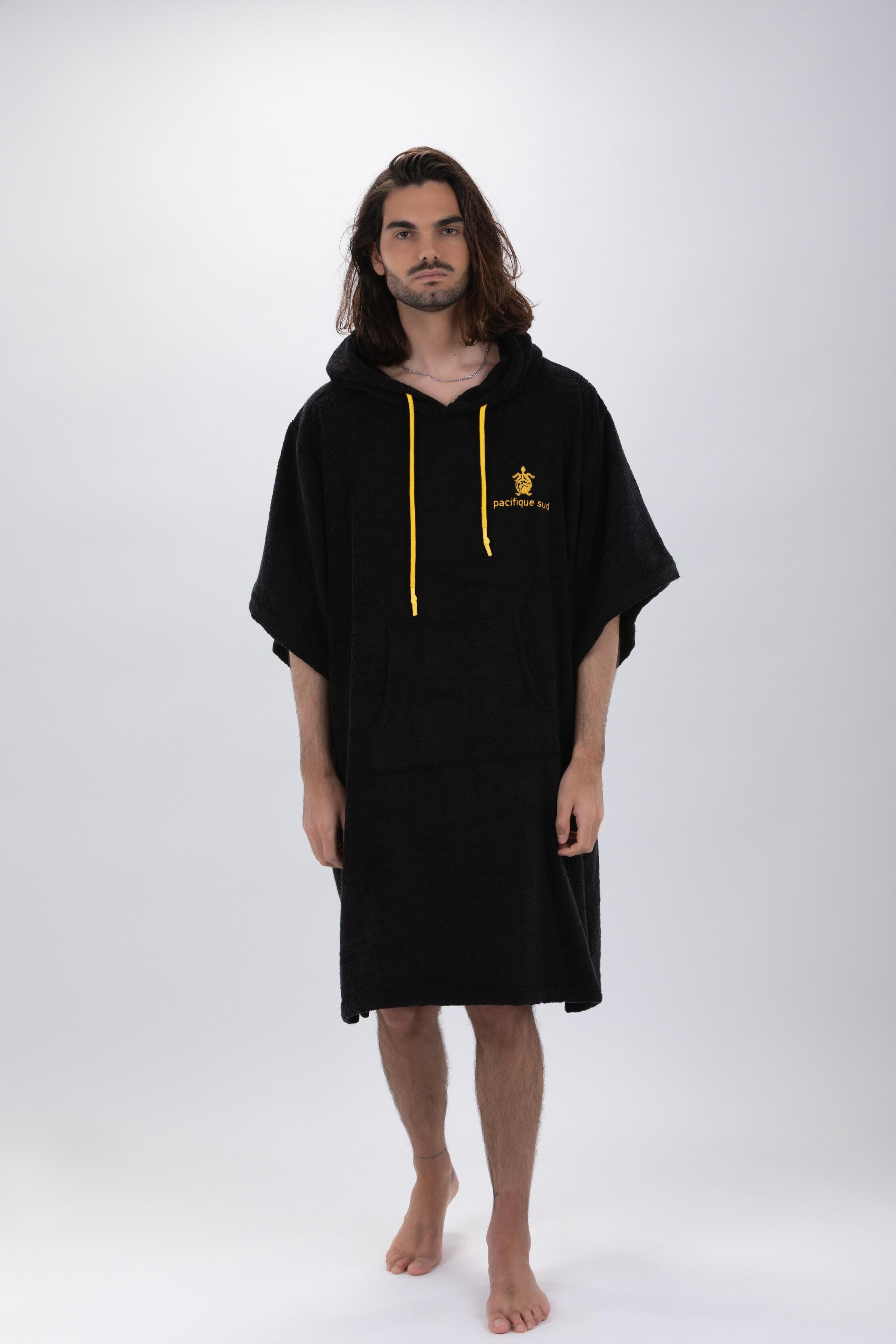 PACIFIQUE SUD Poncho Surf | Zwart | Met mouwen | One size