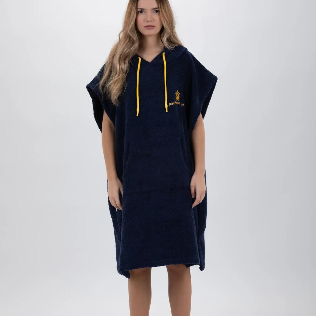 Pacifique Sud - Poncho Surf Blue & Yellow - Sleeveless Medium Size
