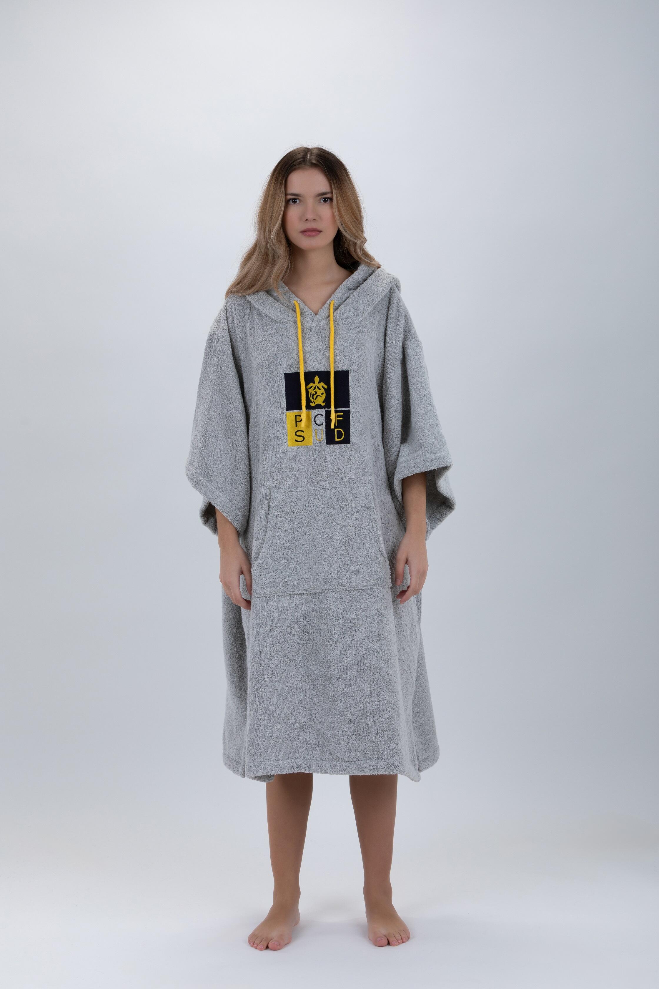PACIFIQUE SUD Poncho Surf | Licht Grijs | Met Mouwen | Een Maat