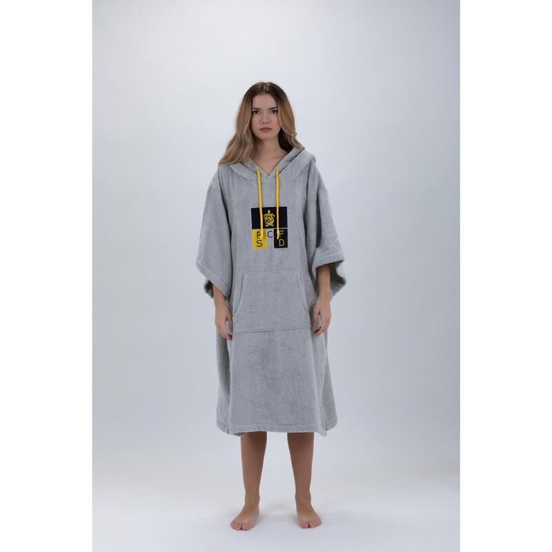 Poncho Surf Gri Deschis - Mărime Unică - Bumbac - cu mâneci