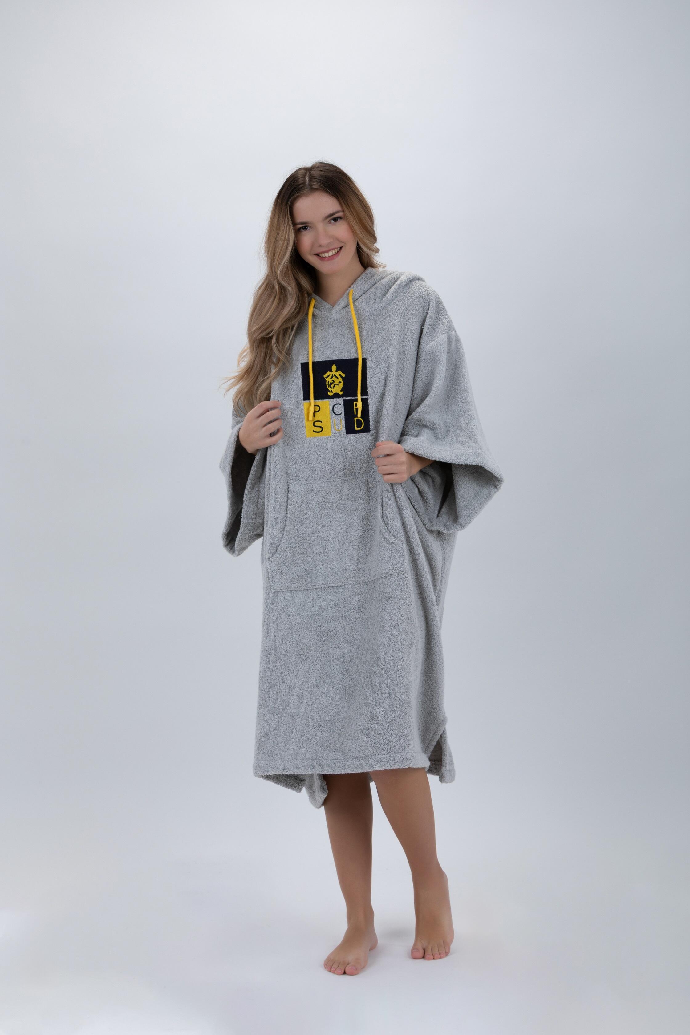 Poncho Surf | Licht Grijs | Met Mouwen | Een Maat 6/7