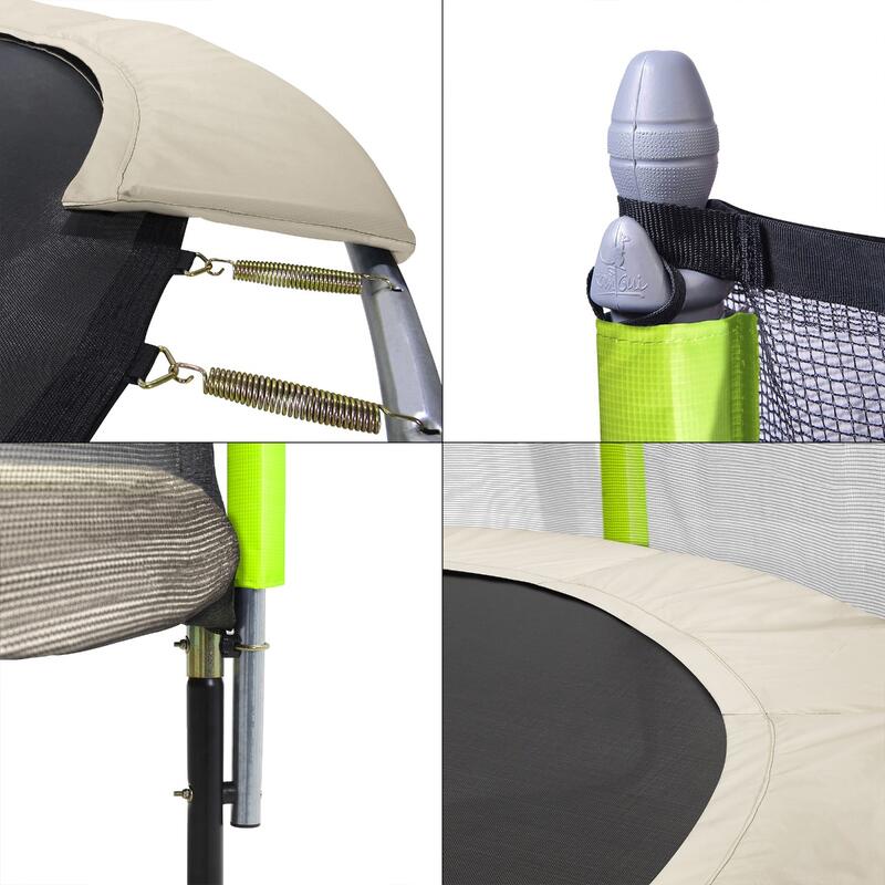 Trampoline de jardin 244 cm + filet de sécurité JUMPI Taupe/Vert 250