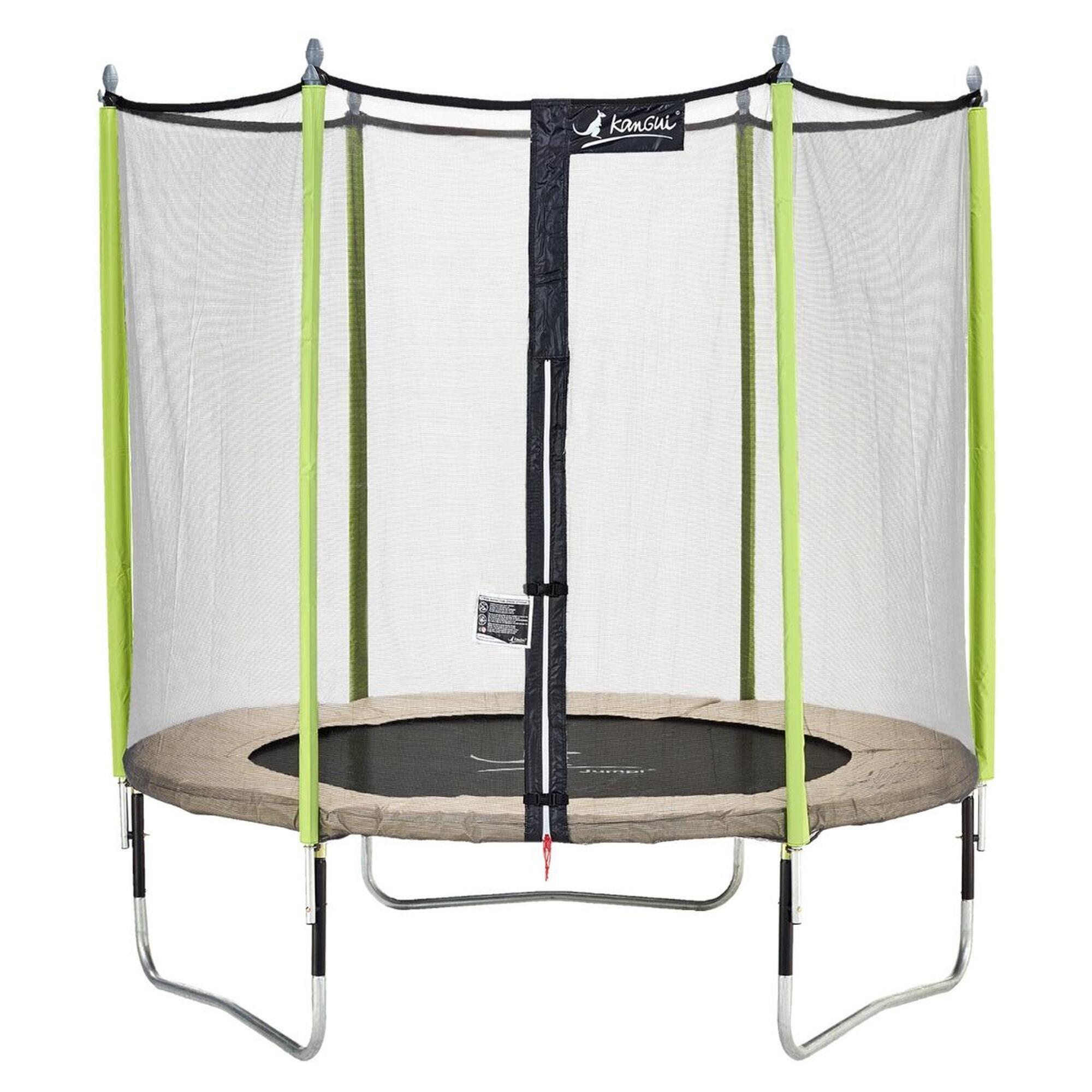 Kangui - Trampoline De Jardin 244 Cm + Filet De Sécurité Jumpi Taupe/vert 250 - Trampoline - Beige - 245cm - Decathlon