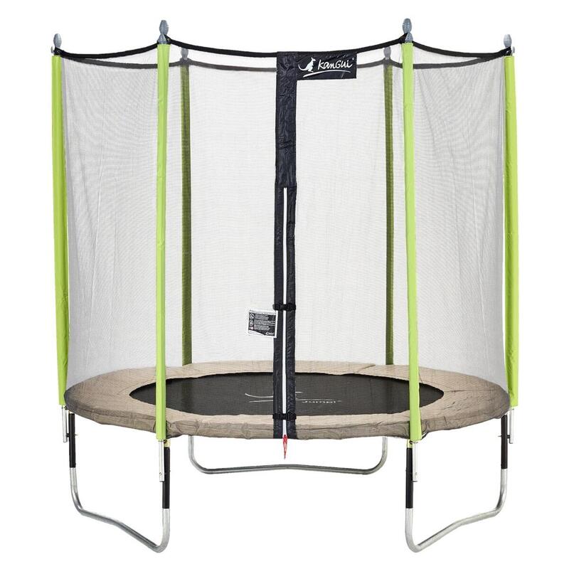 Trampoline de jardin 244 cm + filet de sécurité JUMPI Taupe/Vert 250