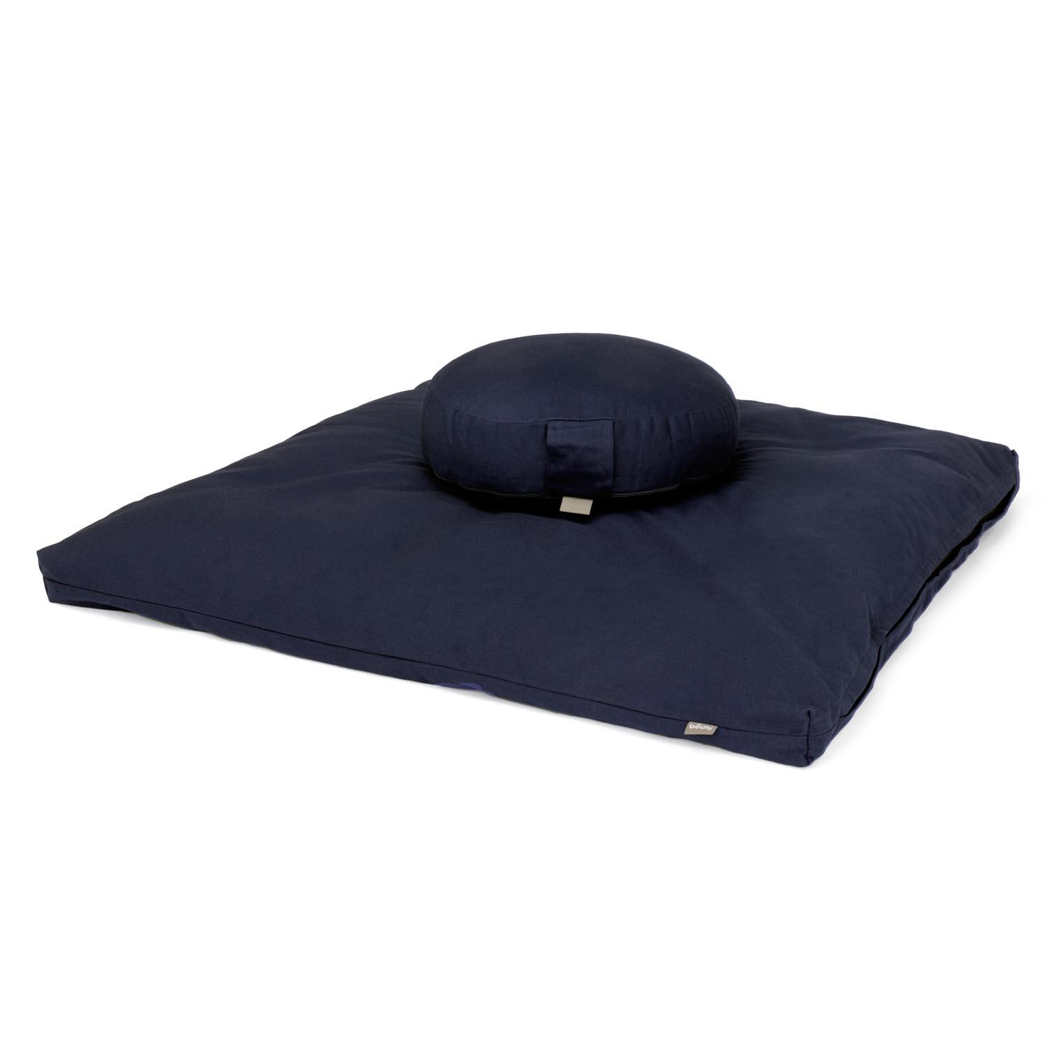 Medi-Set ECO: Meditationskissen RONDO FLACH ECO Dinkel & ZABUTON ECO Dunkelblau 2/5