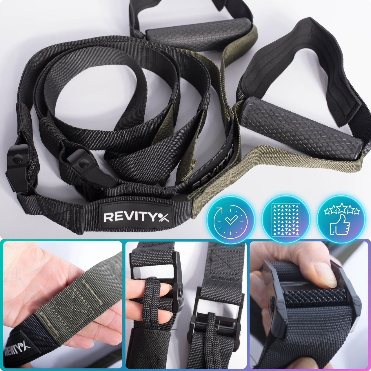 Correas - Bandas de Suspensión + bolsa & plan de ejercicios PDF, Gravity Trainer 4/7