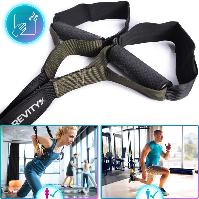 Taśmy do ćwiczeń TRX Gravity Trainer podwieszane pasy treningowe khaki-czarny