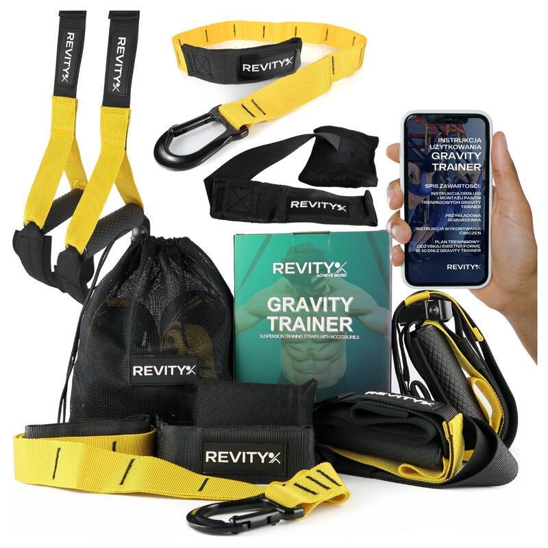 Taśmy do ćwiczeń TRX Gravity Trainer podwieszane pasy treningowe żółty-czarny