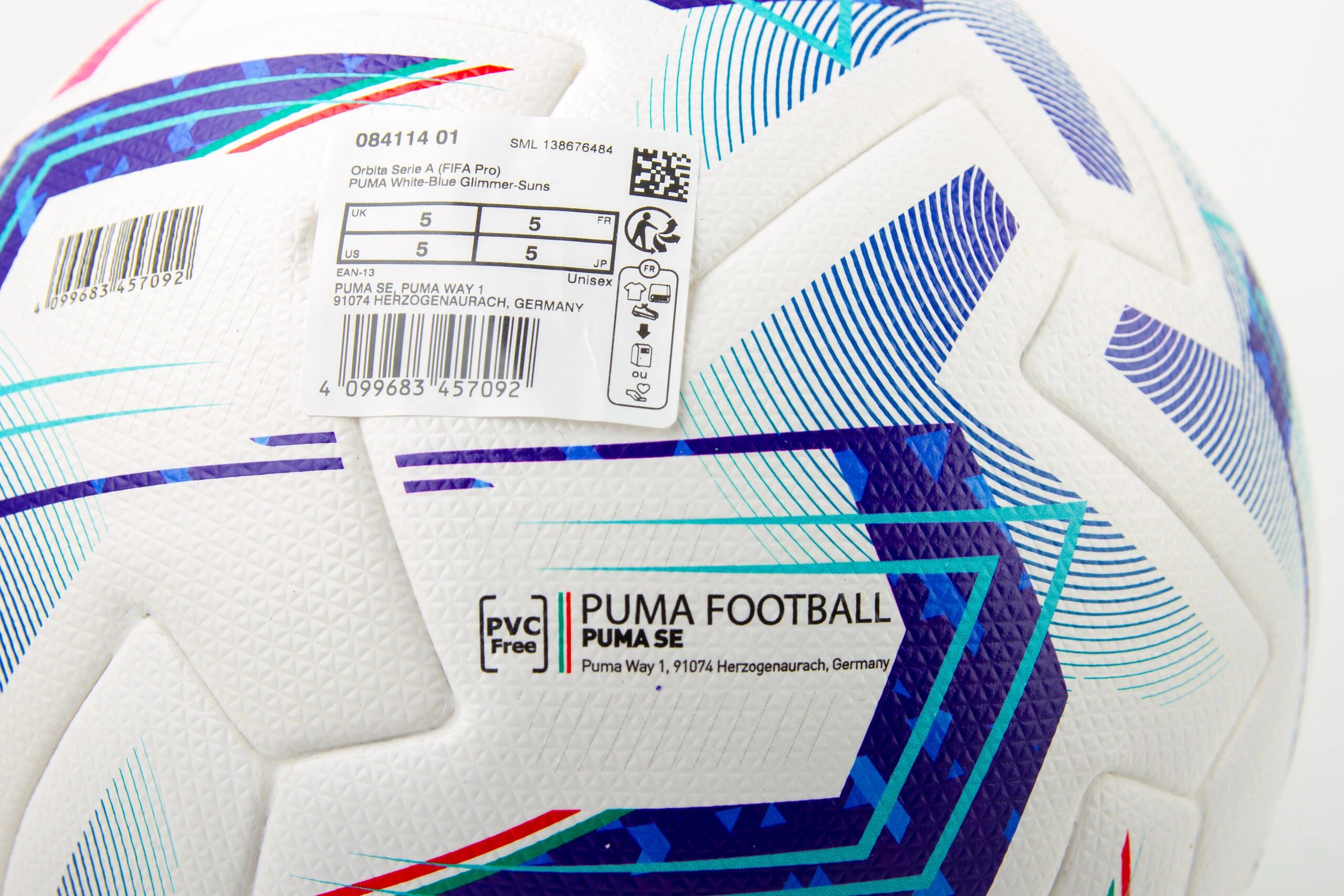 Orbita Serie A Pro Voetbal PUMA White Blue Glimmer Sunset Glow Pink 6/7