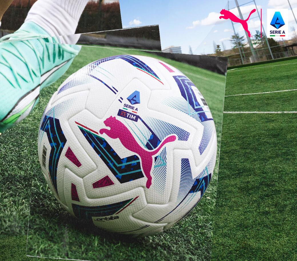 Orbita Serie A Pro Voetbal PUMA White Blue Glimmer Sunset Glow Pink 7/7