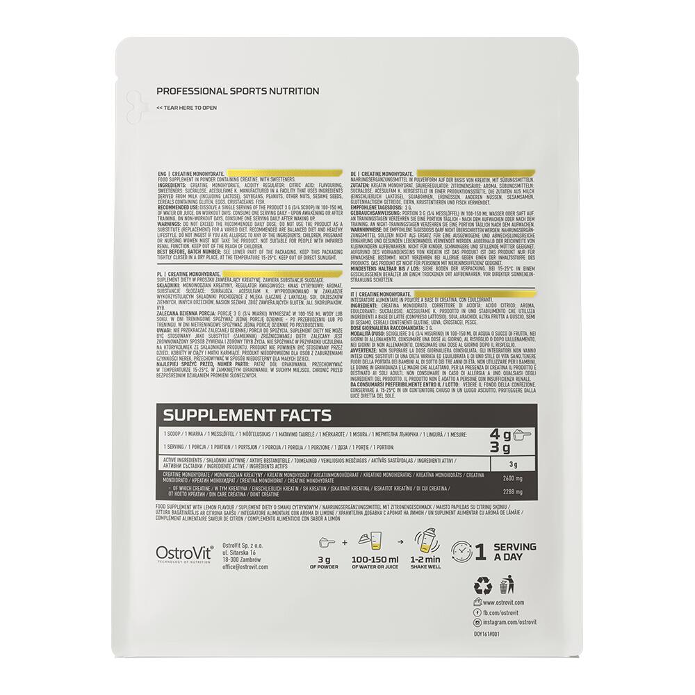 OstroVit Creatine Monohydrate - flavoured (500g) Lemon - Creatine 3/3